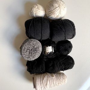 “The black & whites” cotton yarn lot destash